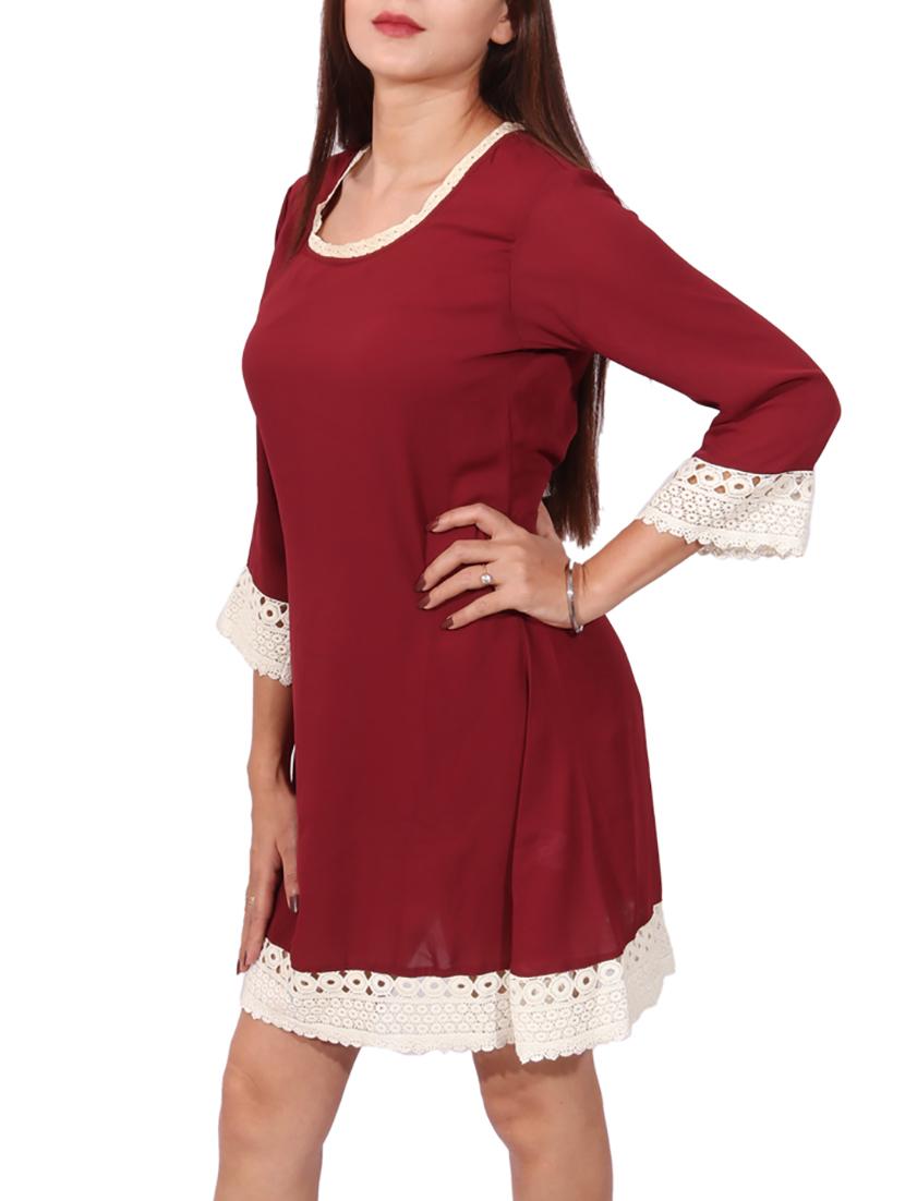maroon solid a-line dress - 14787647 - Standard Image - 2