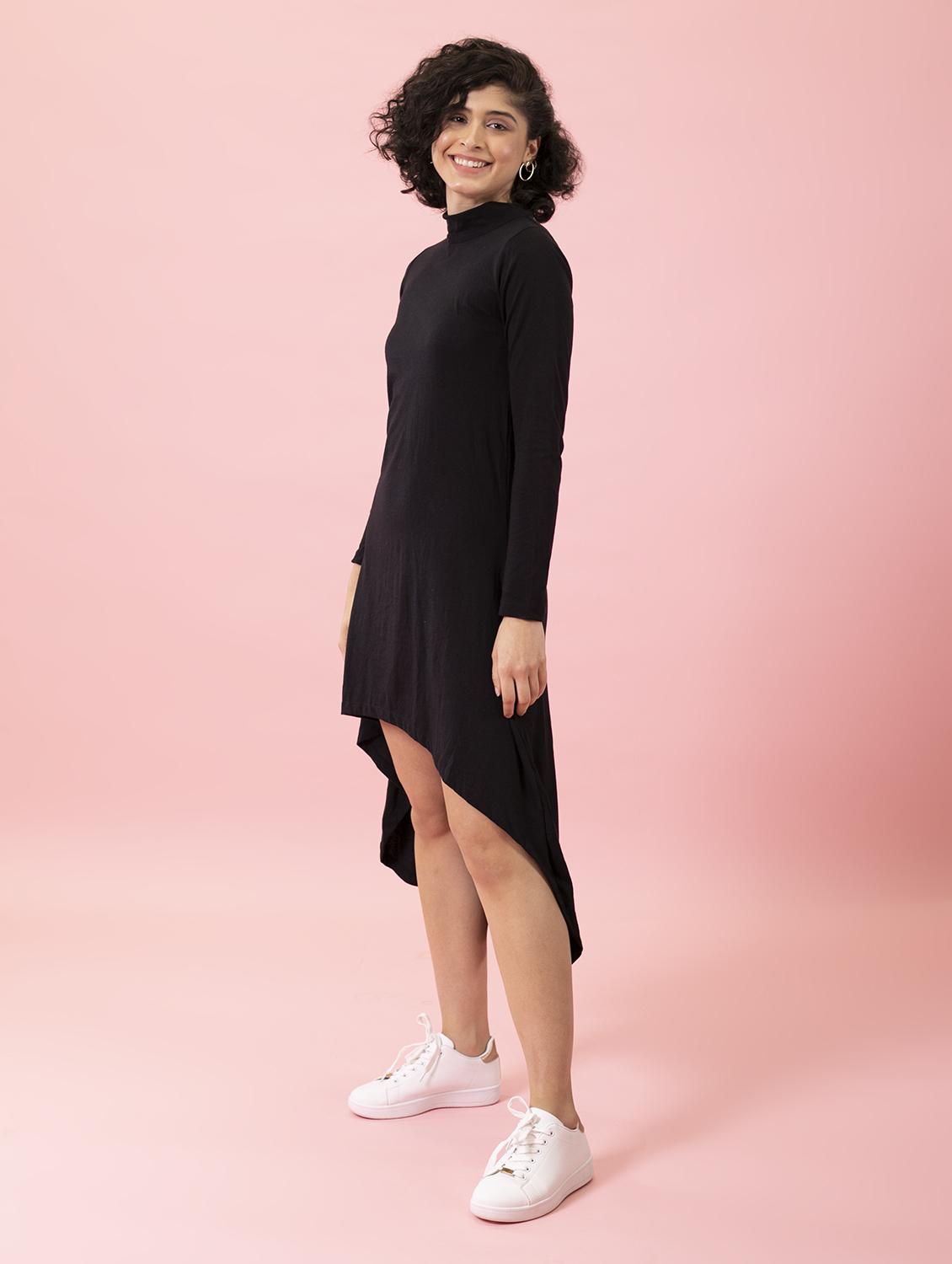 women's high low solid dress - 14789327 - Standard Image - 2