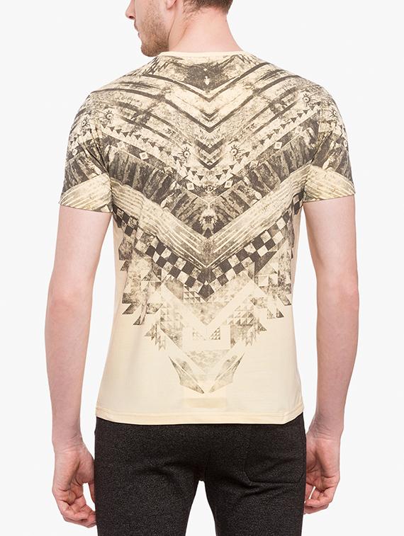 beige cotton all over print tshirt - 14789575 - Standard Image - 2