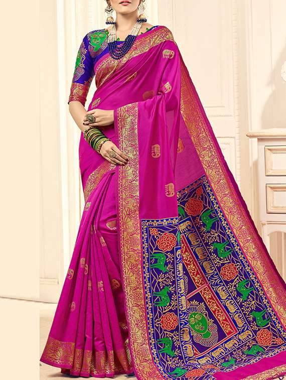 zari woven saree with blouse