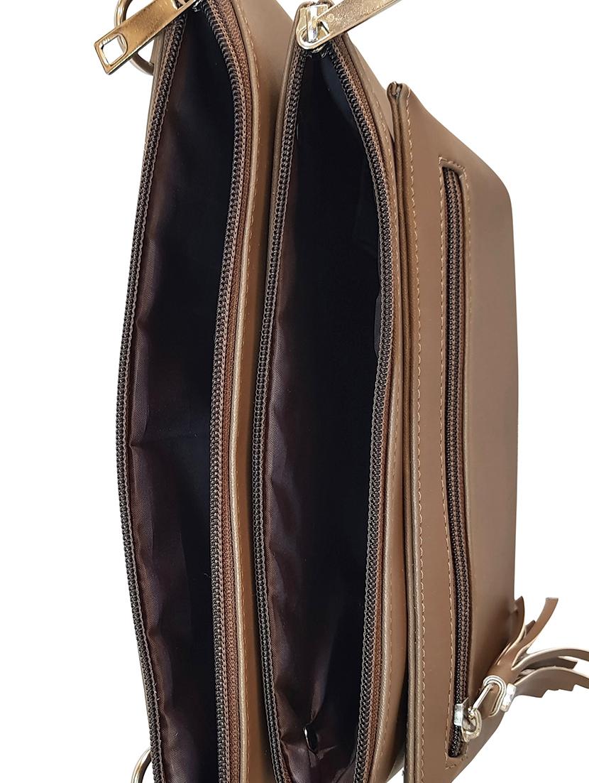 brown leatherette regular sling bag - 14790036 - Standard Image - 2