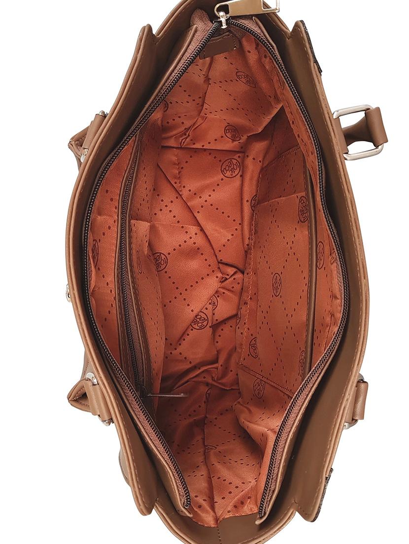 brown leatherette regular handbag - 14790079 - Standard Image - 2