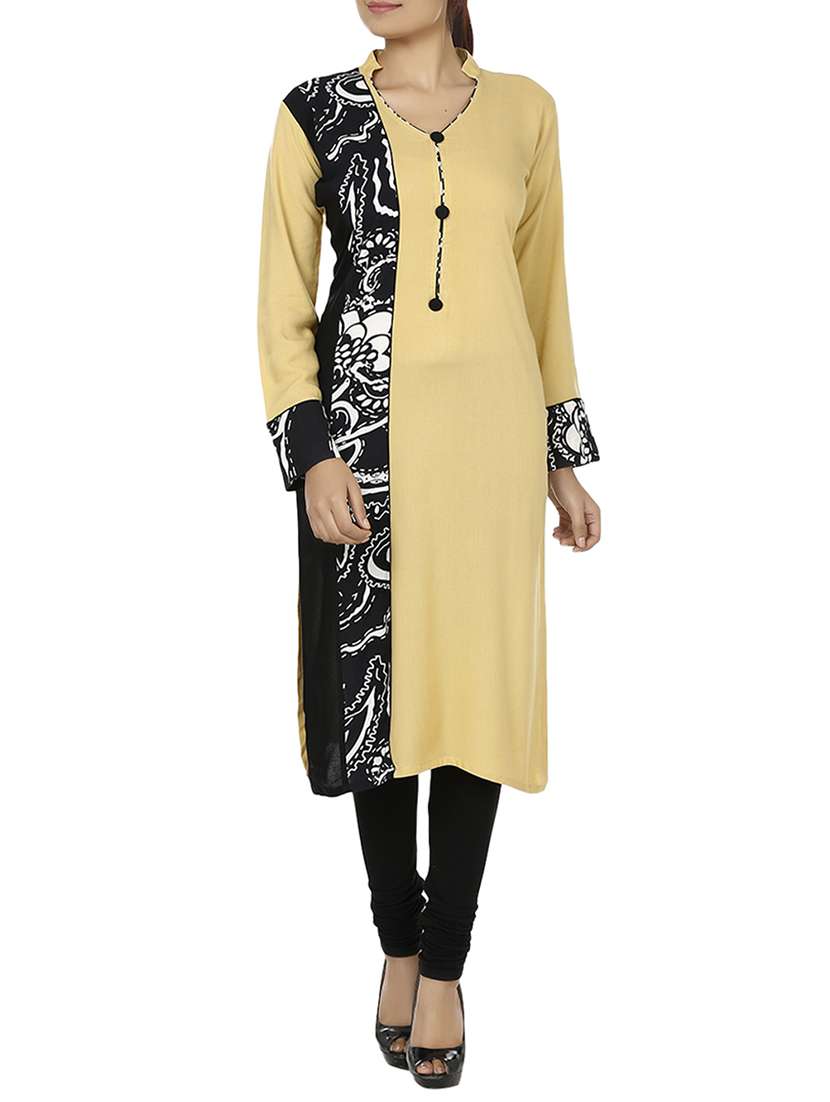 beige viscose straight kurta