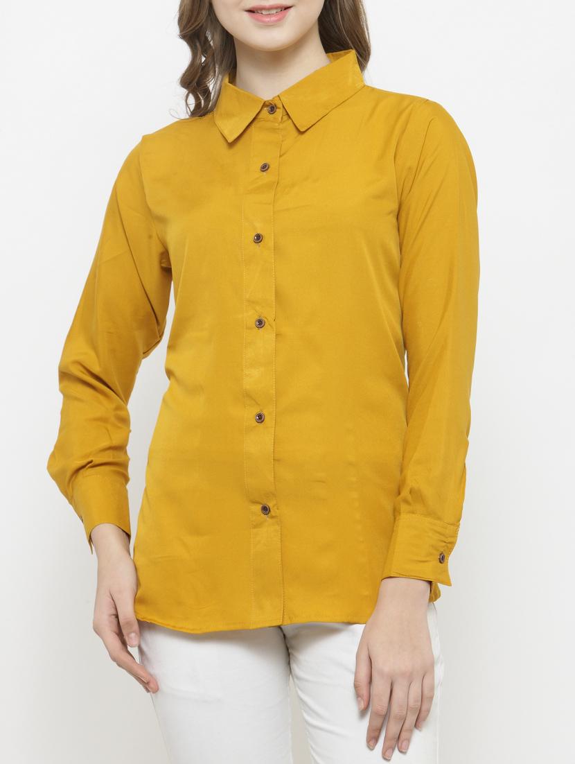 yellow poly crepe shirt - 14790500 -  Zoom Image - 0