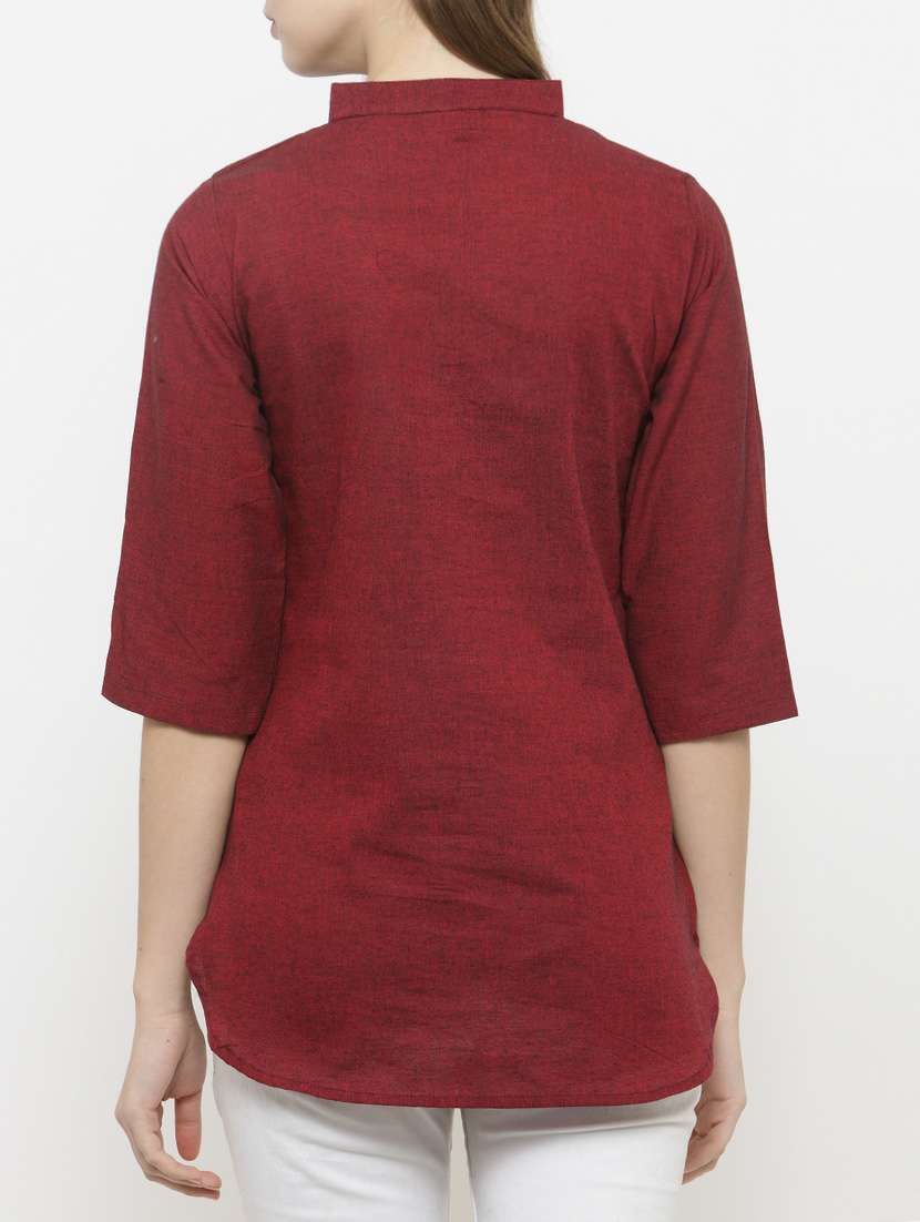 maroon cotton tunic - 14790586 -  Standard Image - 2