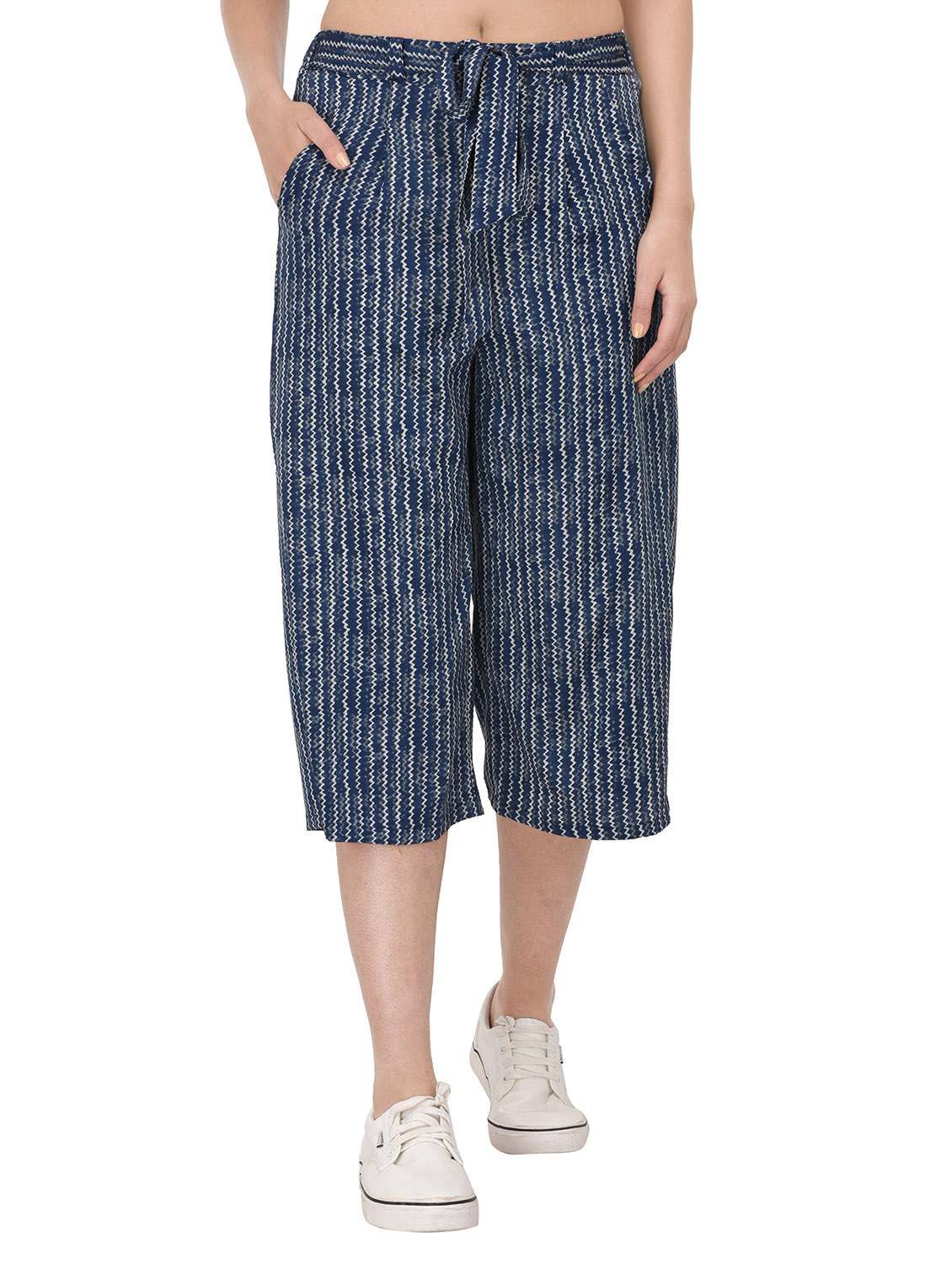 multi colored crepe printed culottes