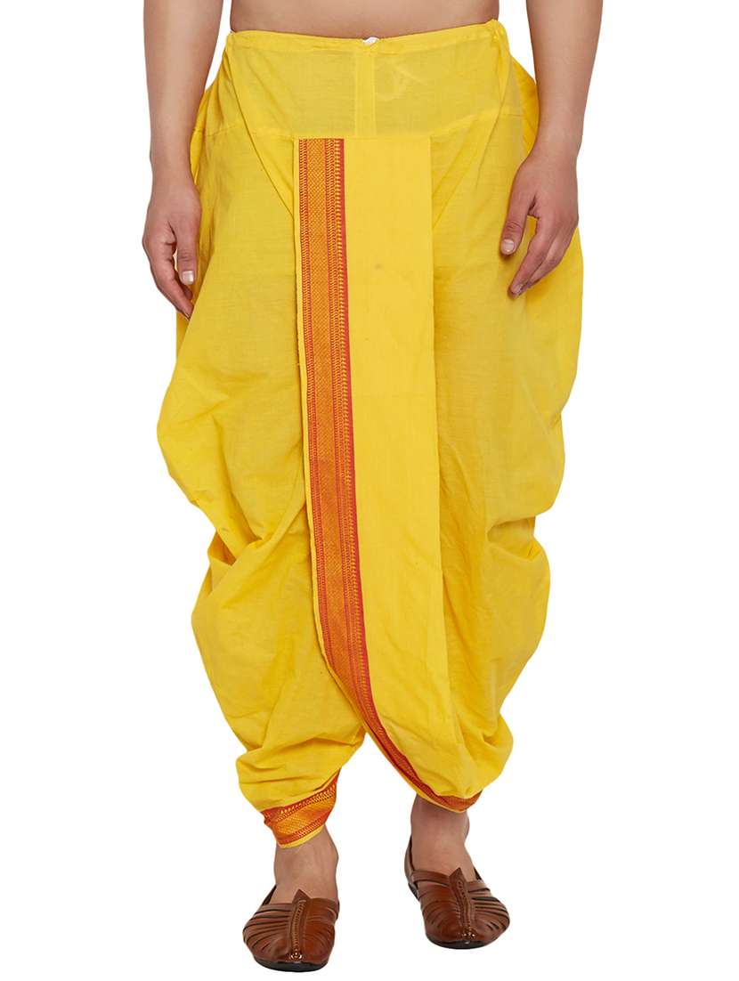 yellow cotton dhoti
