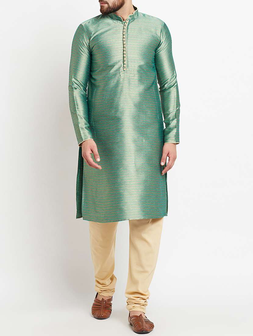 green dupion ethnic wear set