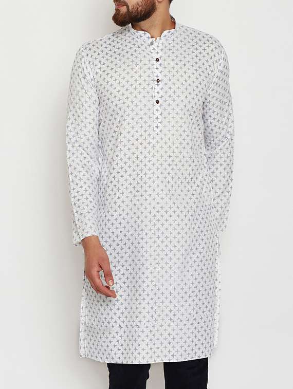 white cotton long kurta
