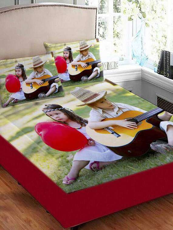 velvet digitally printed double bed sheet with 2 pillow covers