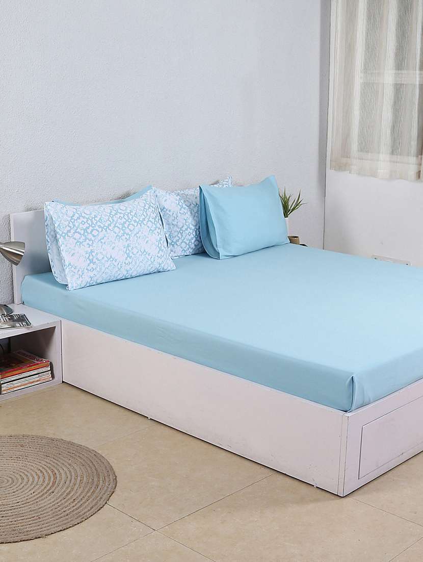 plain 300 tc cotton double bedsheet with 2 pillow cover
