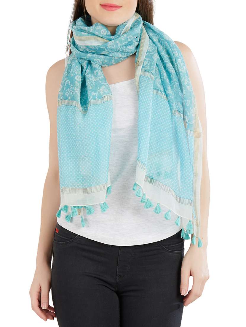 tassel detail printed stole