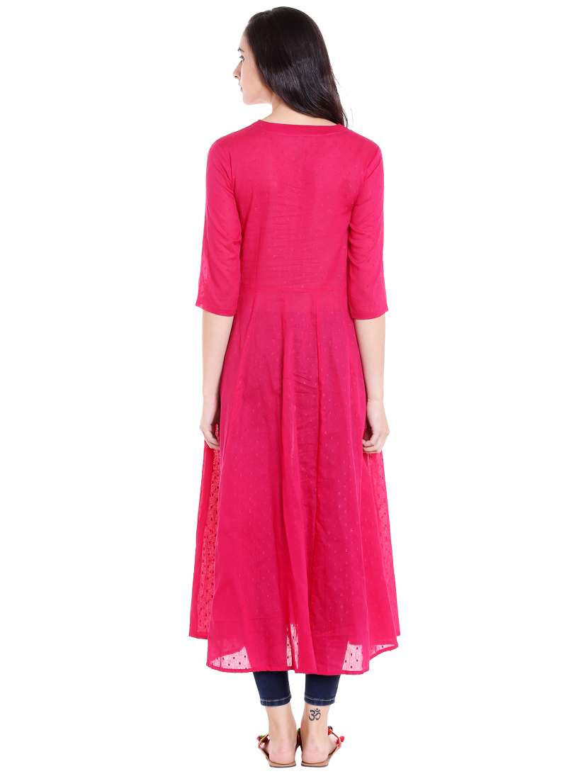 pink cotton flared  kurta - 14797493 -  Standard Image - 2