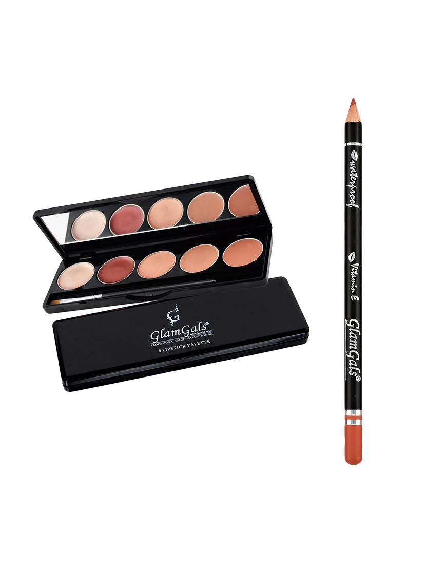 buy glamgals 5 color lipstick palette,9g & get lip liner pencil free