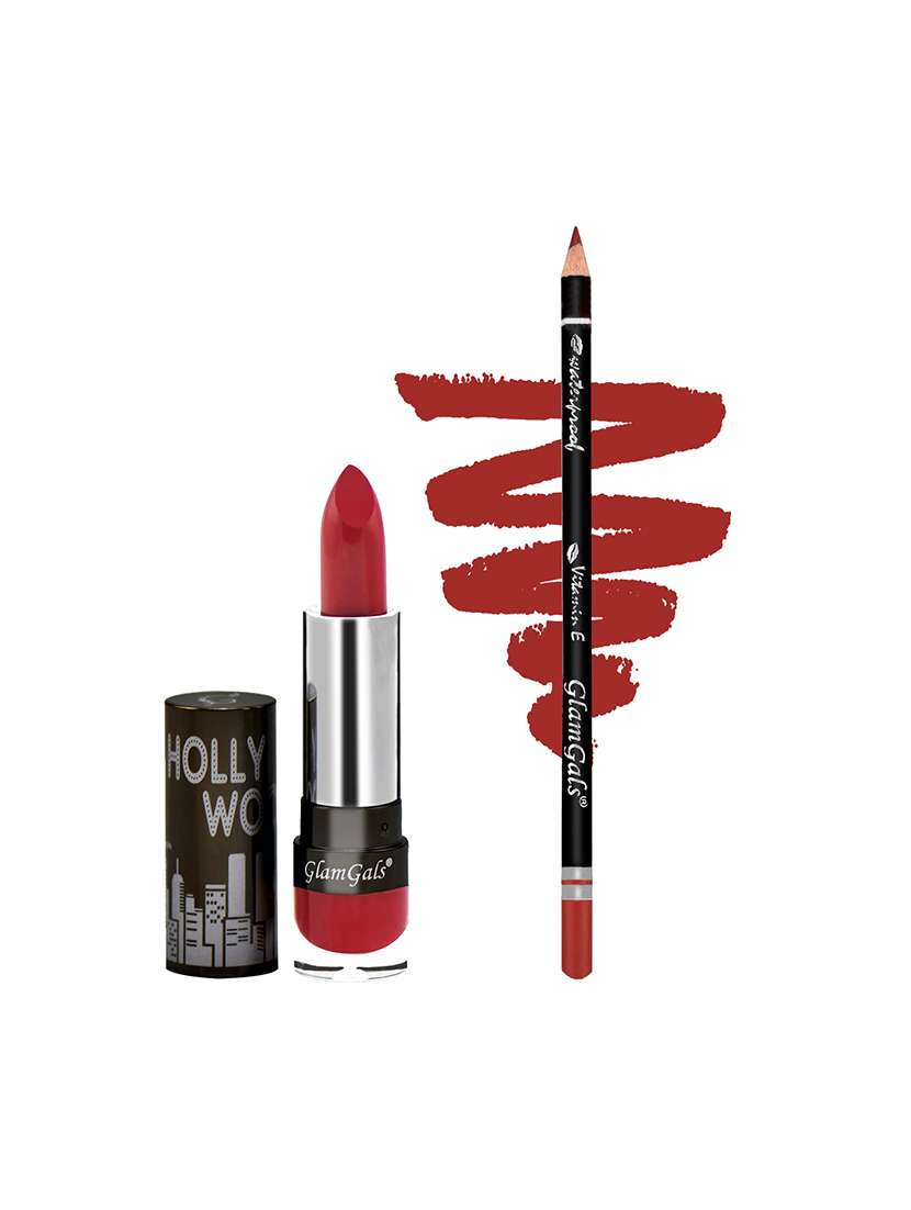 buy glamgals high definition lipstick cream finish 3.5gm & get lip liner pencil free