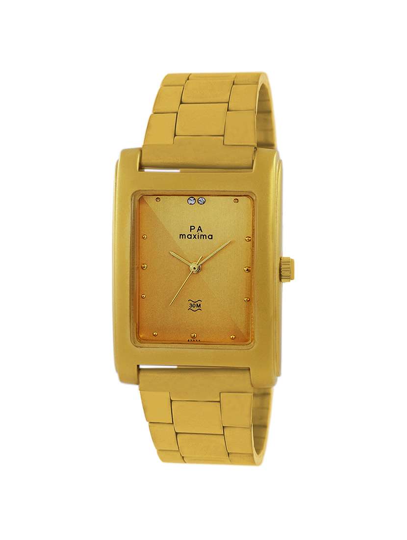 maxima gold dial watch  for men  - 43235cmgy
