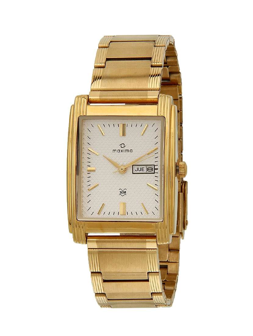 maxima white dial watch  for men  - 06991cmgy
