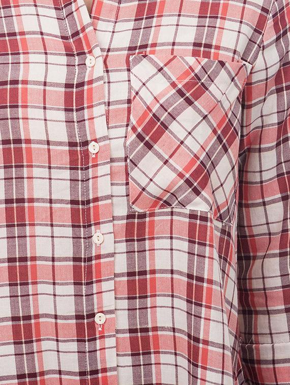 shirt collar checkered tunic - 14806621 - Standard Image - 2