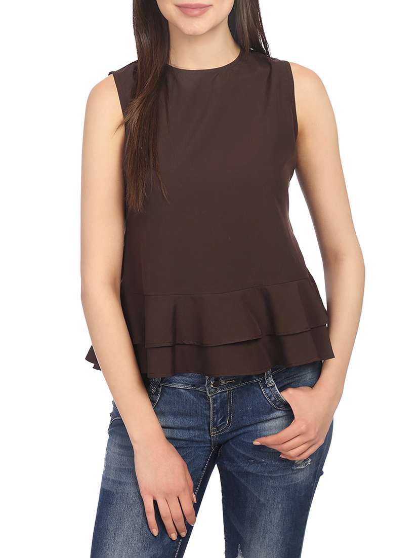 brown peplum top