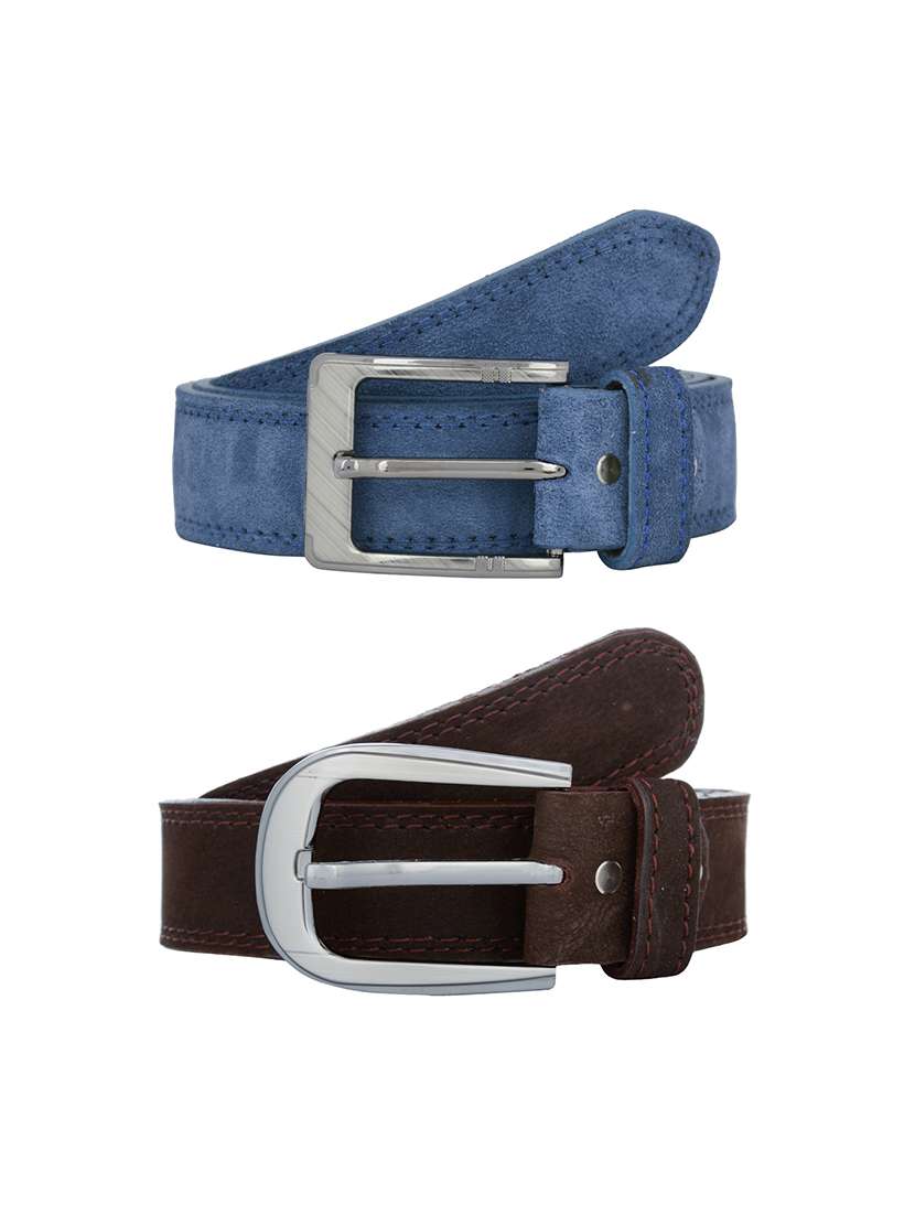 blue & brown leather belt