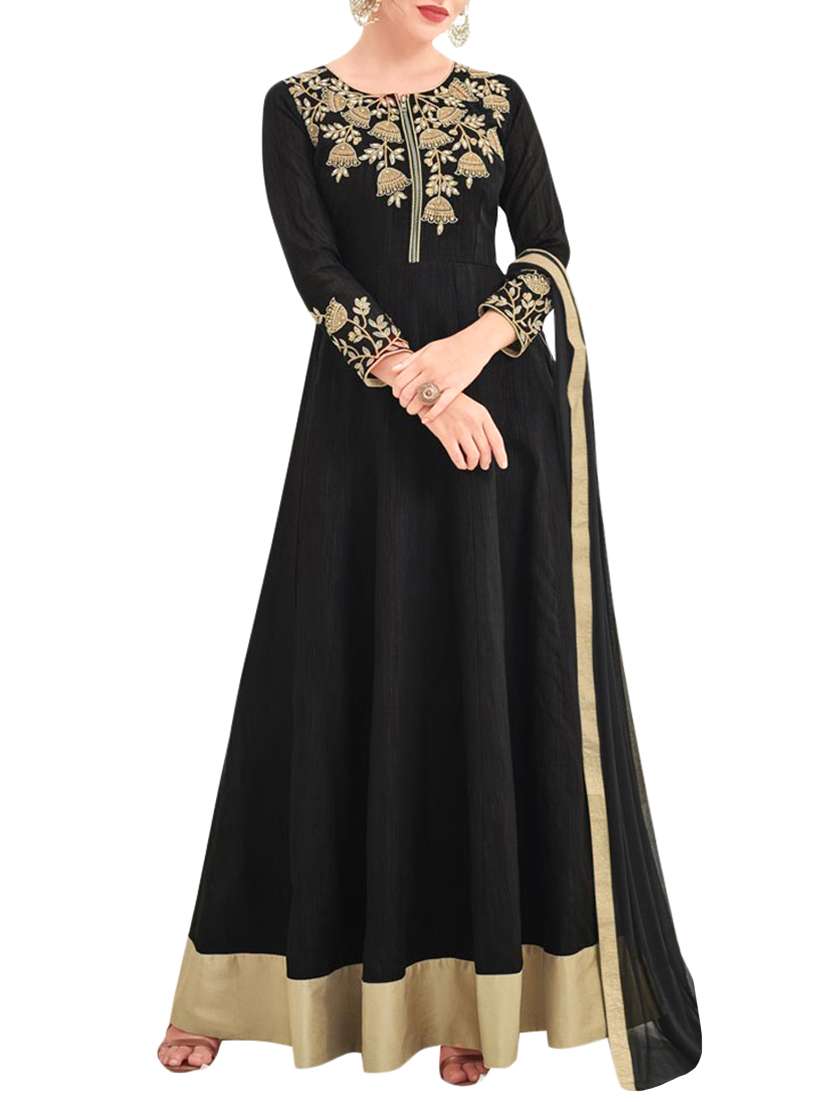 black silk semistitched suit