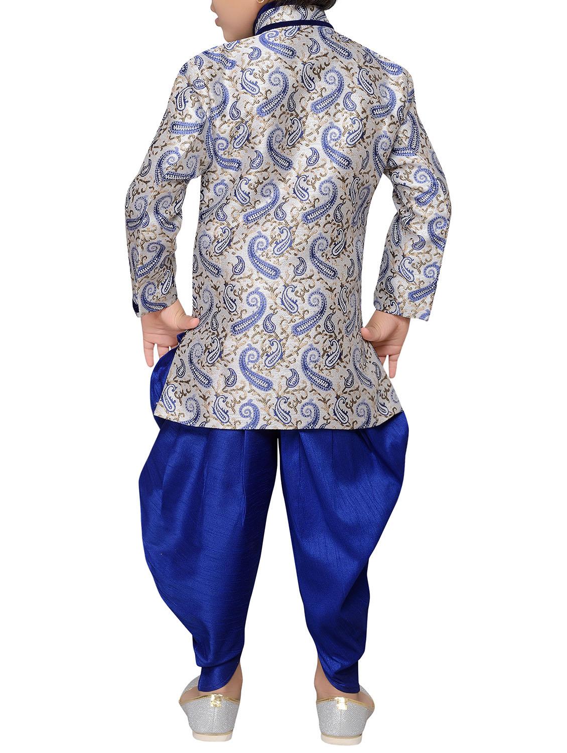 blue jute kurta set - 14808682 - Standard Image - 2