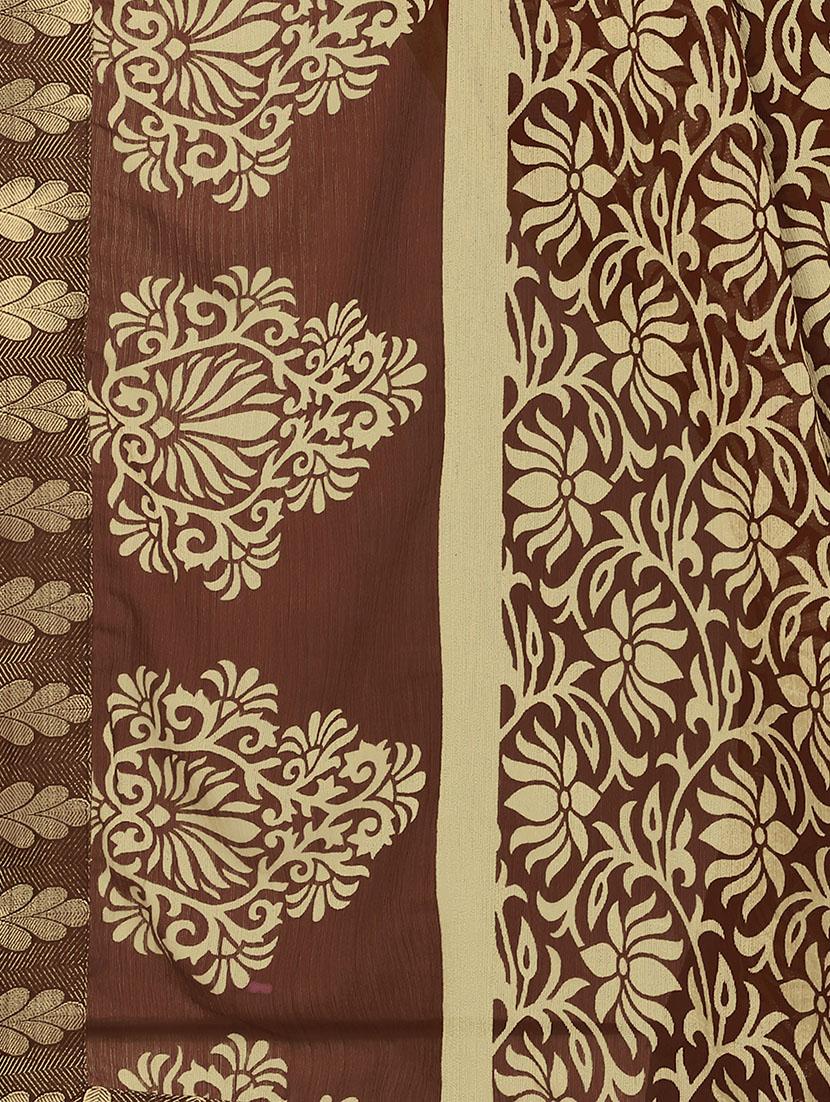 floral printed saree with blouse - 14809477 - Standard Image - 2