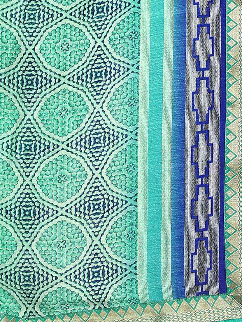 contrast bordered printed saree with blouse - 14809516 -  Standard Image - 2