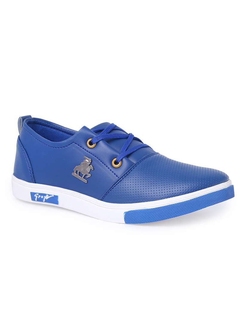 blue leatherette lace up sneaker
