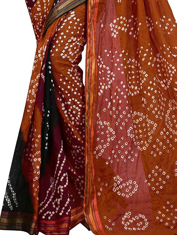 black art silk bandhani saree with blouse - 14812300 - Standard Image - 2