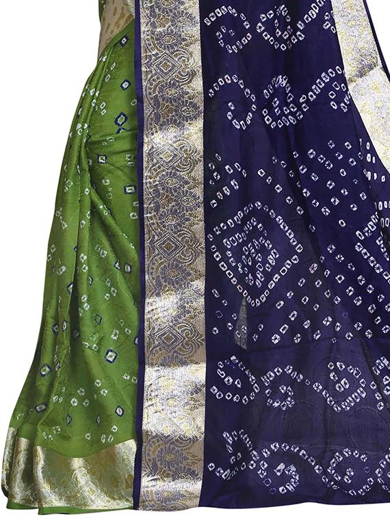 green art silk bandhani saree with blouse - 14812301 - Standard Image - 2