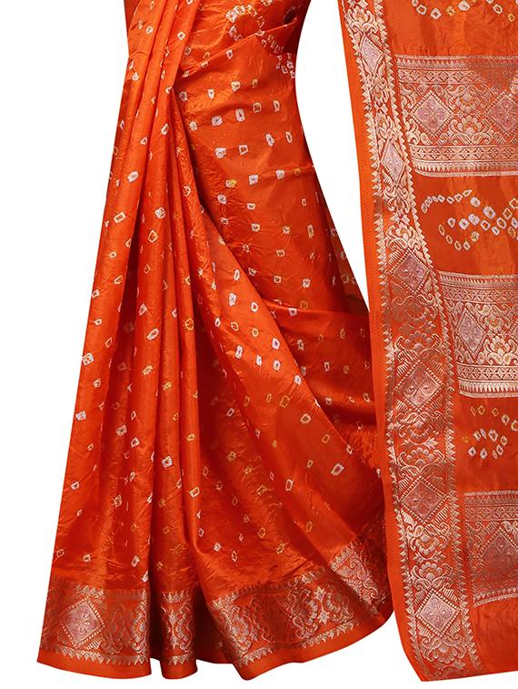 orange silk bandhani saree with blouse - 14812310 -  Standard Image - 2