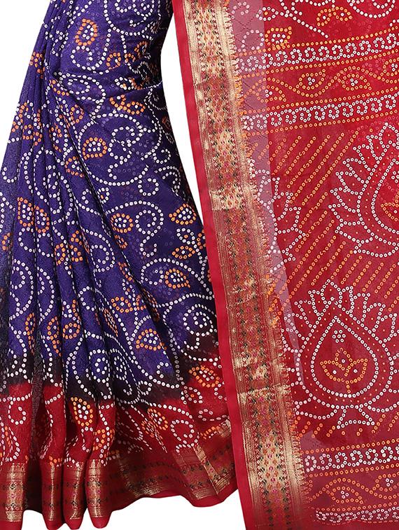 purple art silk bandhani saree with blouse - 14812336 - Standard Image - 2