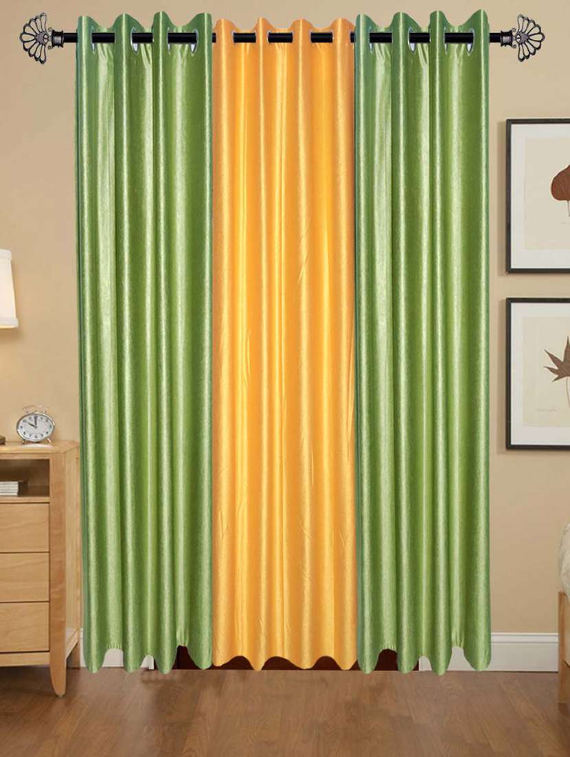 home desires premium crush quality set of 3 door curtains