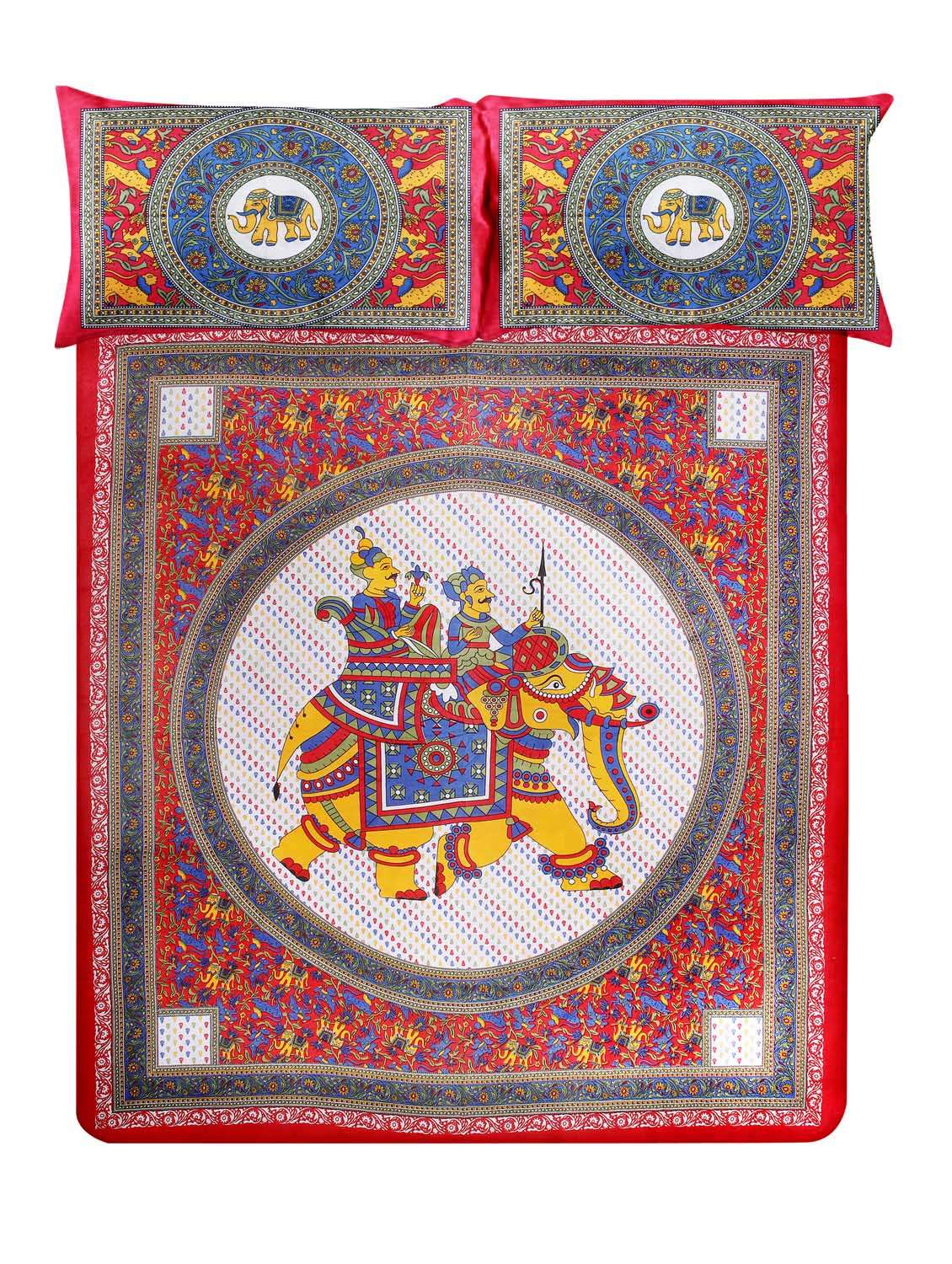 140 tc cotton jaipuri printed double bed sheet with 2 pillow cover - 14813405 -  Standard Image - 2