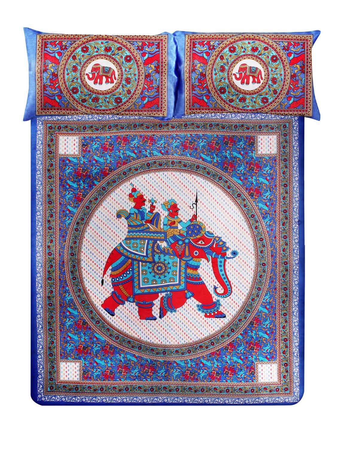 140 tc cotton jaipuri printed double bed sheet with 2 pillow cover - 14813406 -  Standard Image - 2