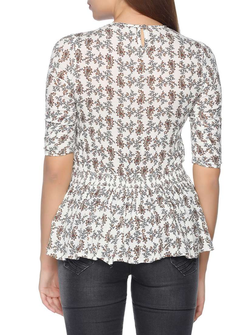 grey printed cotton blend top - 14816054 -  Standard Image - 2