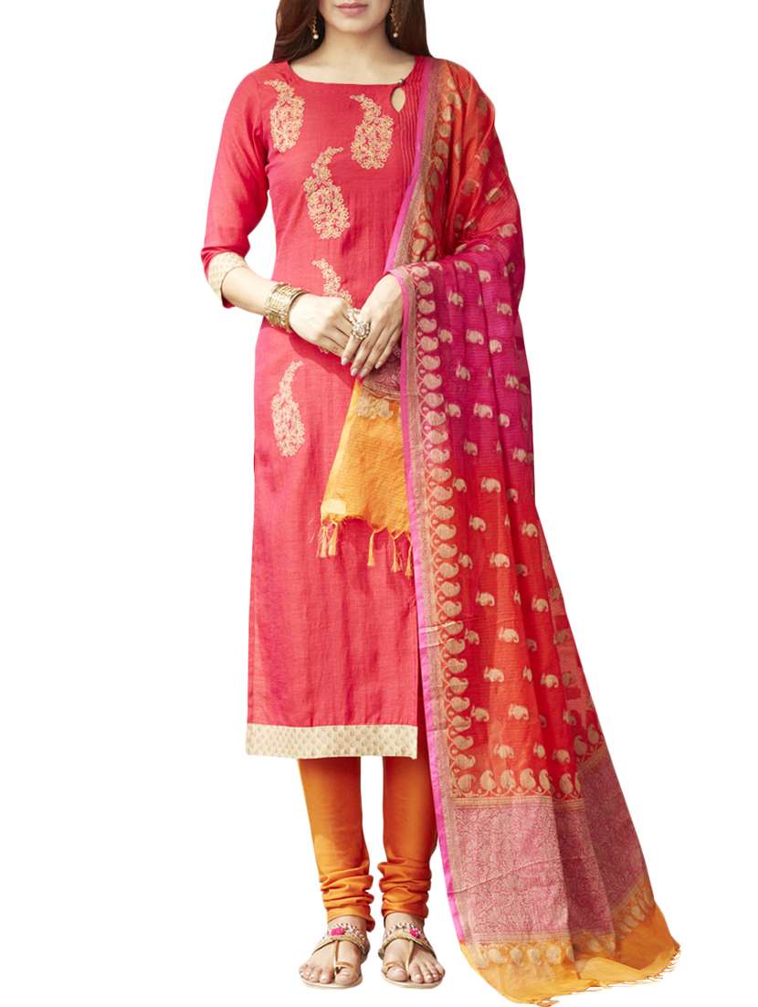 embroidered kurta churidaar with dupatta suit
