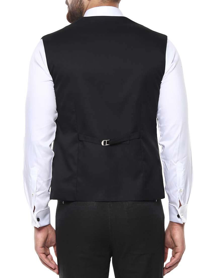 black solid classic waist coat - 14816763 -  Standard Image - 2