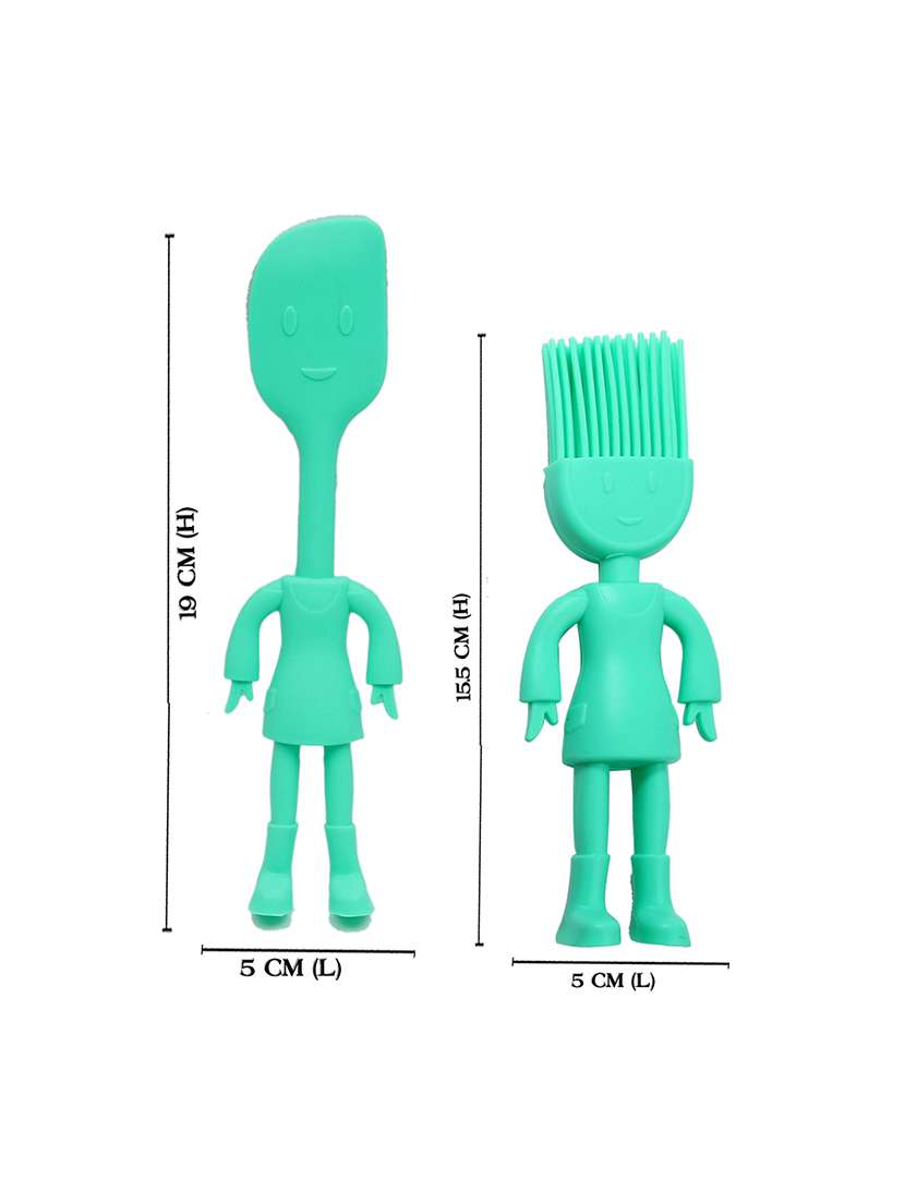 human cartoon shape green spatula & basting brush - 14818039 -  Standard Image - 2