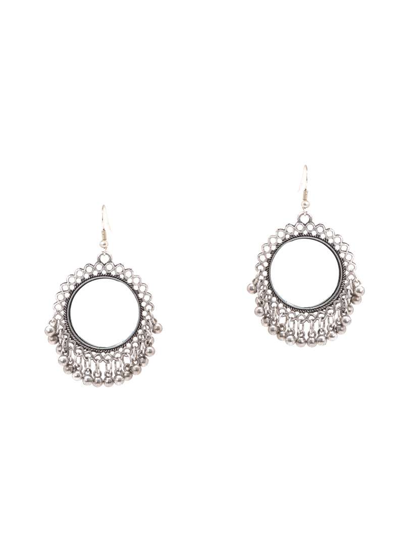 silver metal drop earring