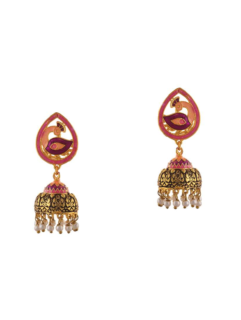 gold metal jhumka earrings