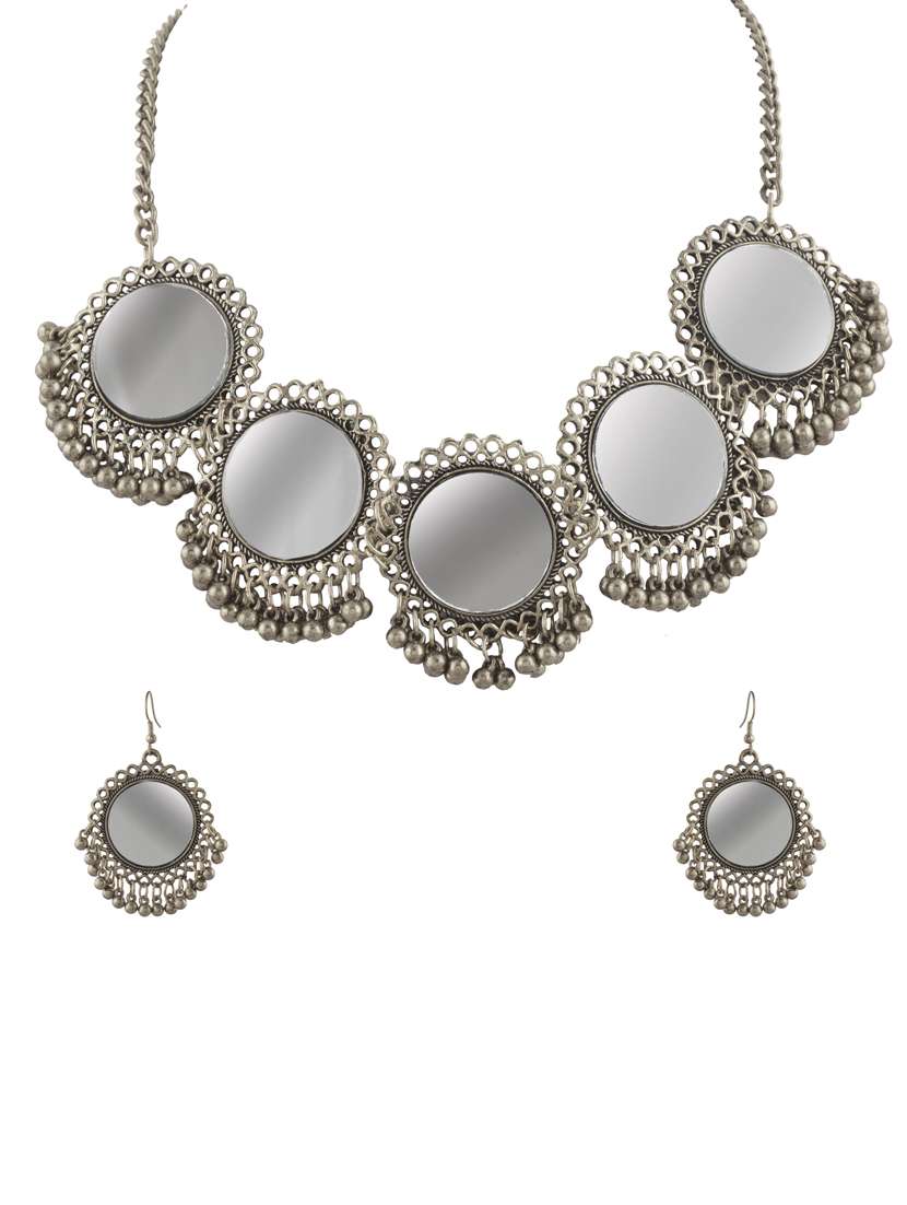 silver metal long necklace