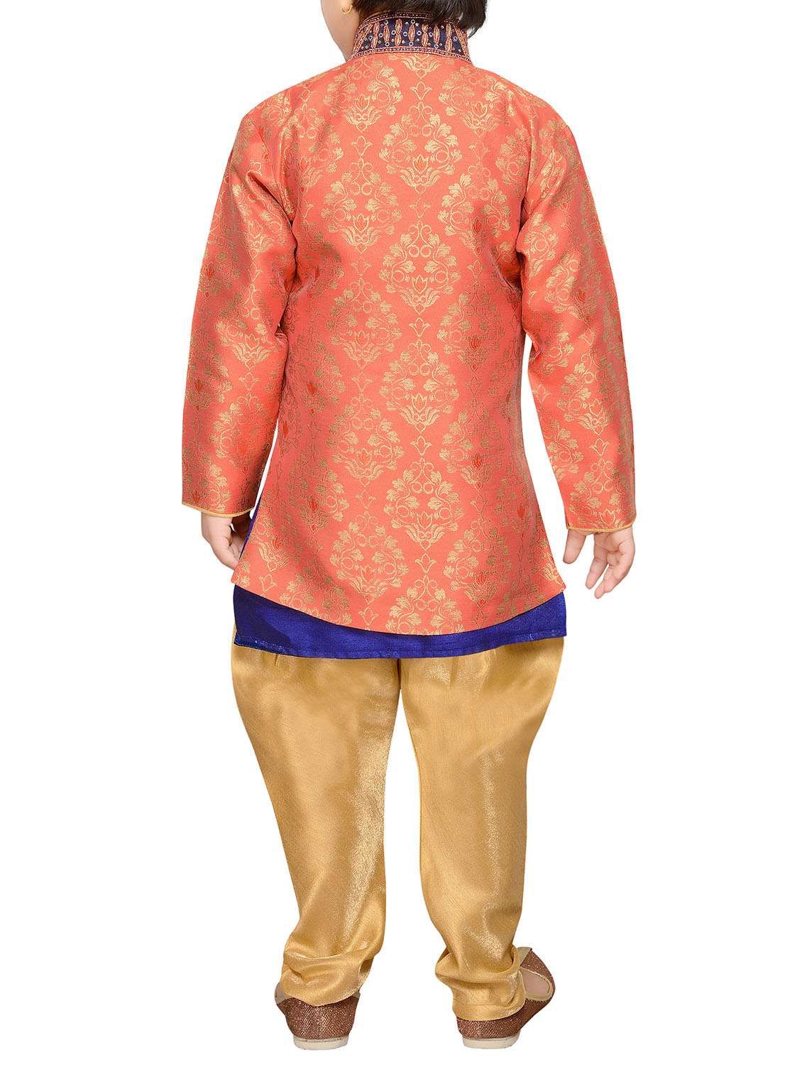 orange silk blend sherwani set - 14844020 - Standard Image - 2