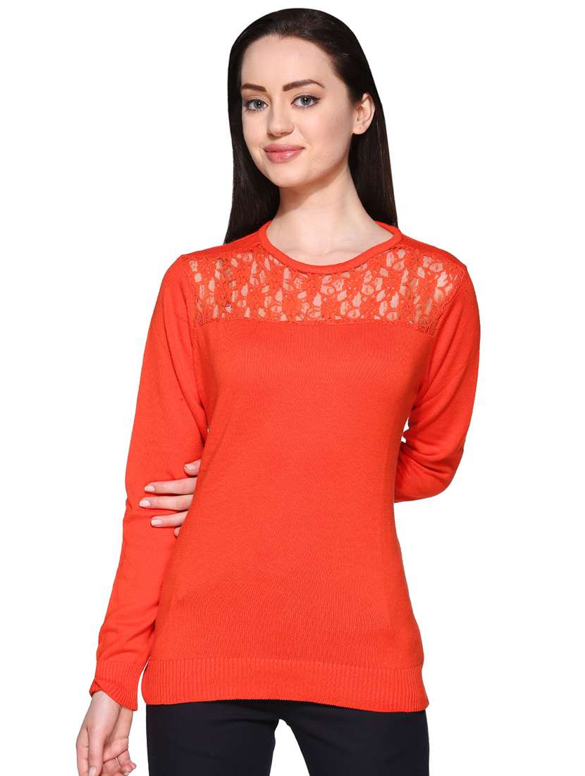 orange solid pullover