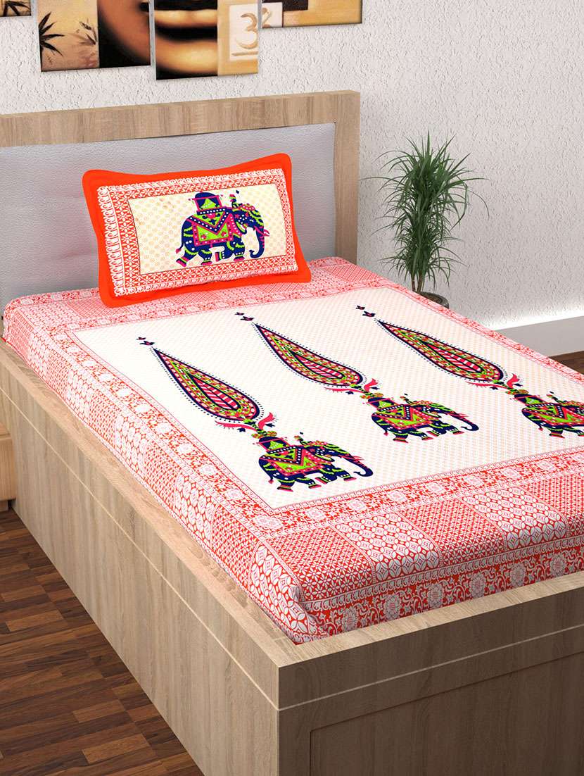 120 tc 100% cotton 1 single bedsheet with 1 pillow cover