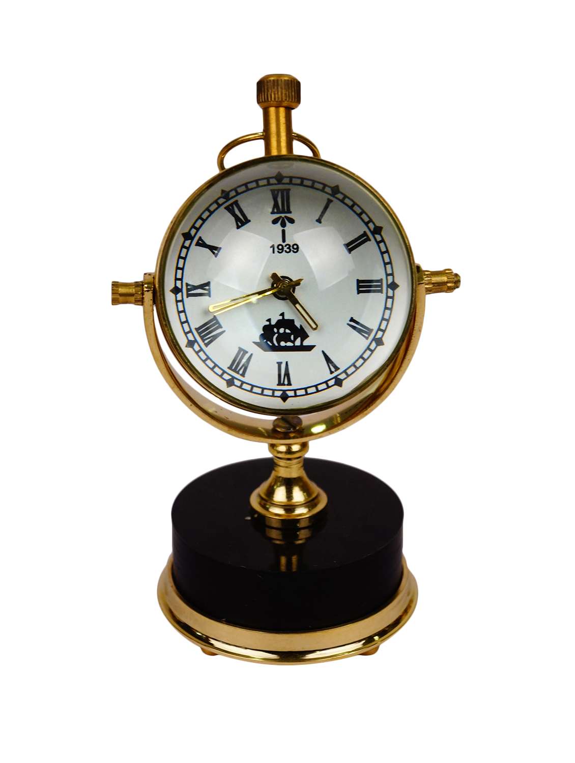 vinatge table clock in brass- small