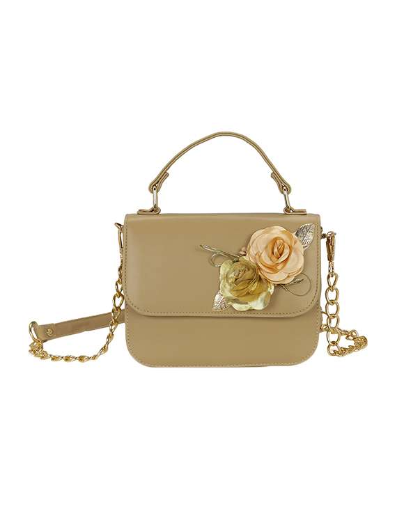 beige leatherette sling bag