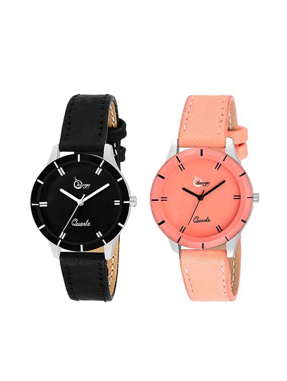 women set of 3 leather strap analog watch sfjk6067