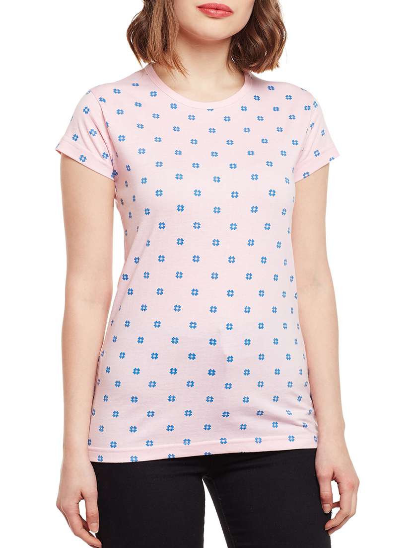 pink printed cotton tee